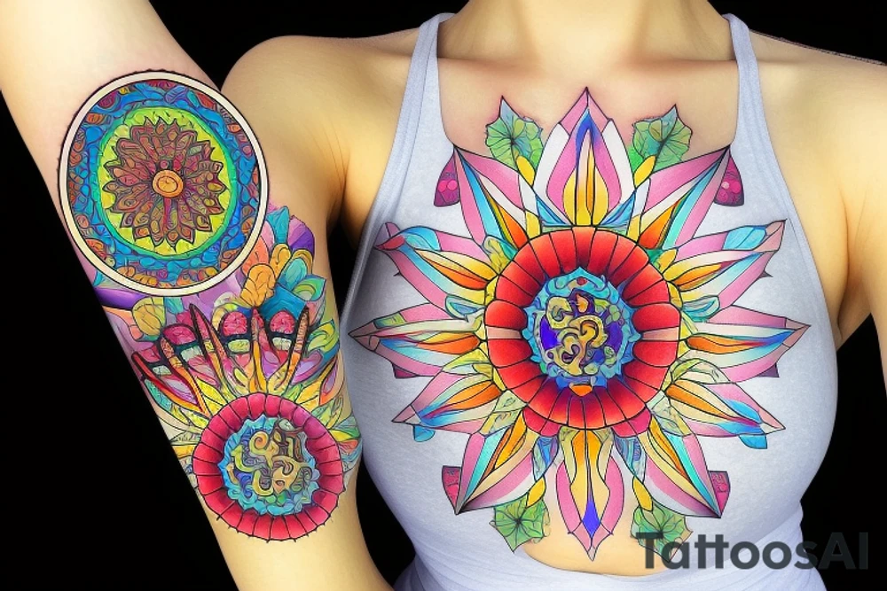Circular ornate mirror tattoo idea