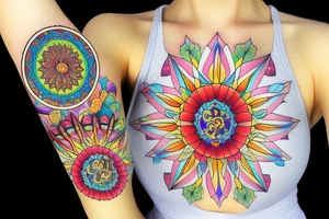 Circular ornate mirror tattoo idea