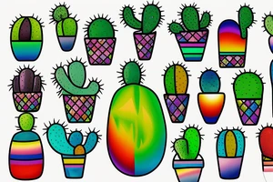 Rainbow stained glass Cactus tattoo idea