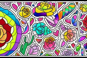 Rainbow stained glass Cactus tattoo idea