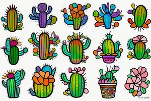 Rainbow stained glass Cactus tattoo idea