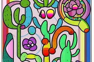 Rainbow stained glass Cactus tattoo idea