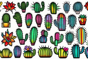 Rainbow stained glass Cactus tattoo idea
