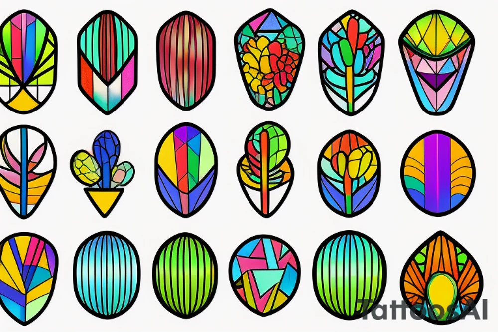 Rainbow stained glass Cactus tattoo idea