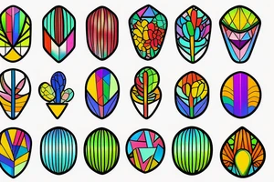 Rainbow stained glass Cactus tattoo idea