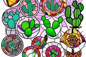 Stained glass cactus tattoo idea