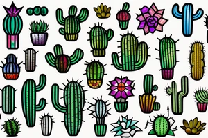 Stained glass cactus tattoo idea