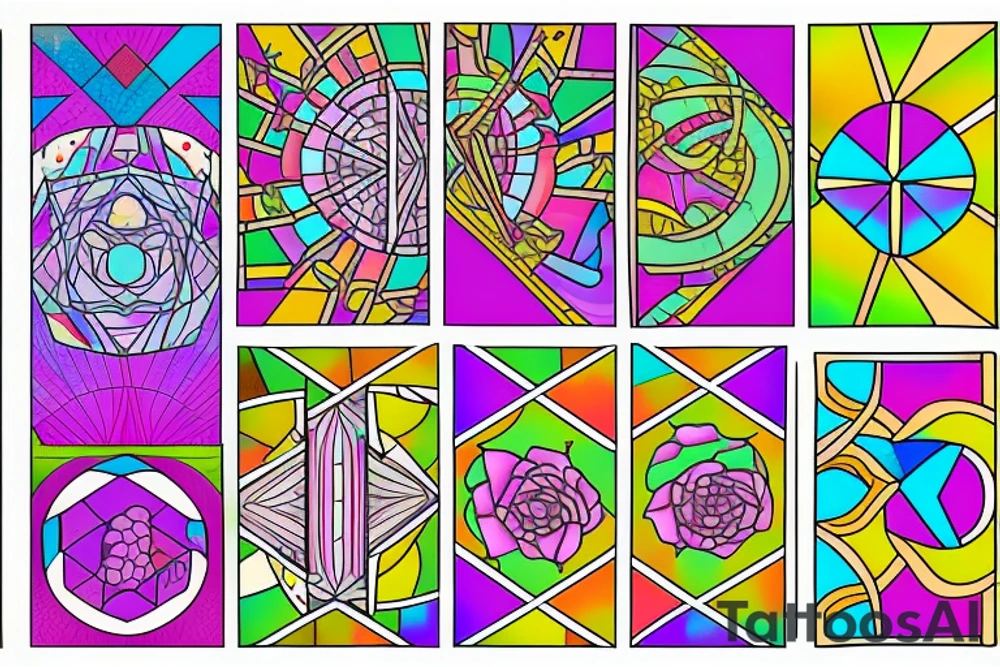 Stained glass cactus tattoo idea