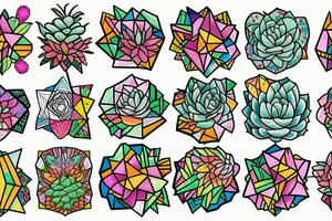 Stained glass cactus tattoo idea