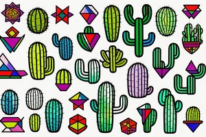 Stained glass cactus tattoo idea