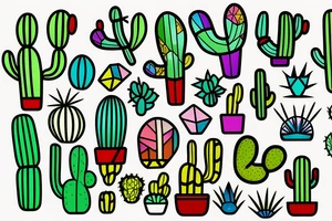 Stained glass cactus tattoo idea