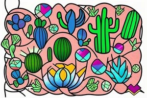 Stained glass cactus tattoo idea