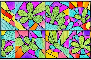 Stained glass cactus tattoo idea