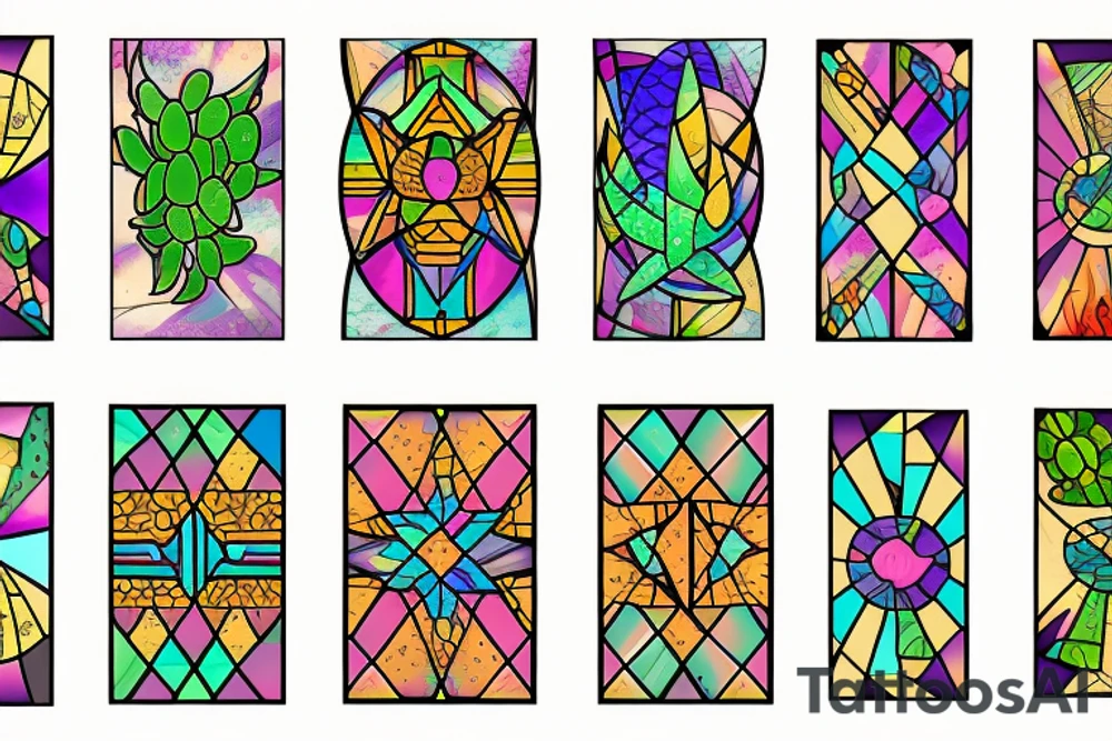 Stained glass cactus tattoo idea