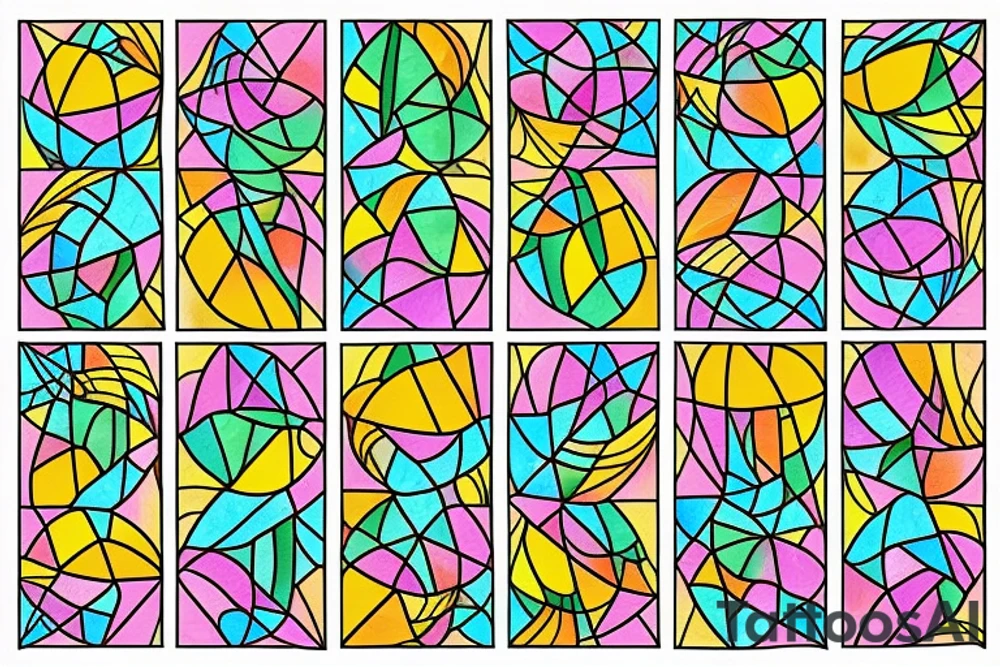 Stained glass cactus tattoo idea