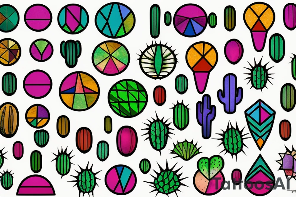 Stained glass cactus tattoo idea