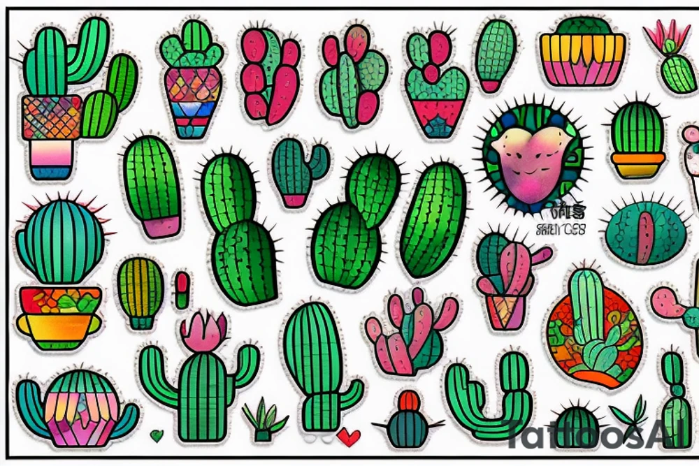 Stained glass cactus tattoo idea