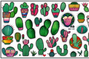 Stained glass cactus tattoo idea
