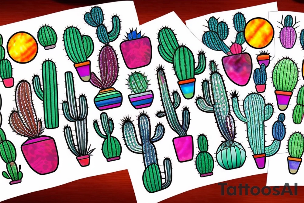 Stained glass cactus tattoo idea