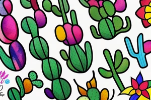 Stained glass cactus tattoo idea