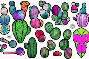 Stained glass cactus tattoo idea