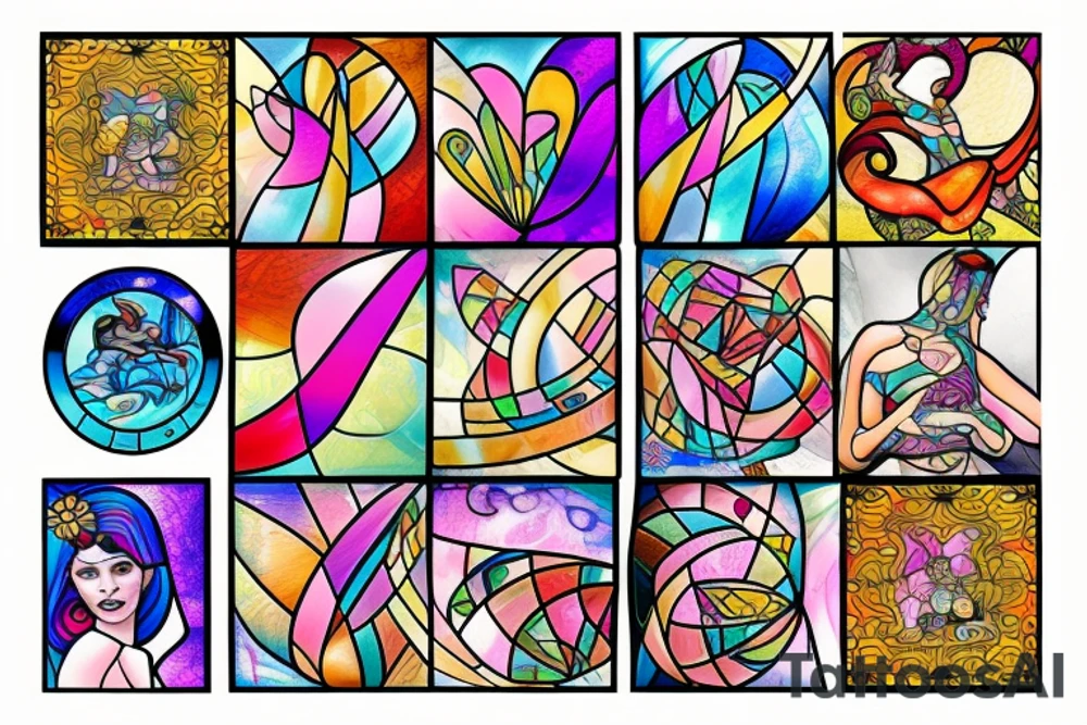 Stained glass woman tattoo idea