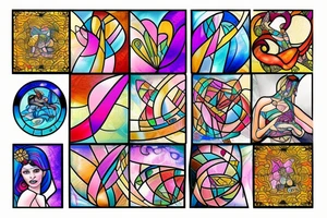 Stained glass woman tattoo idea