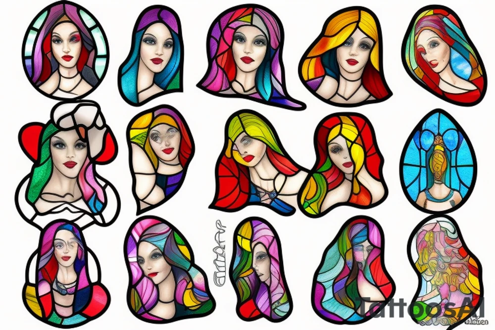 Stained glass woman tattoo idea