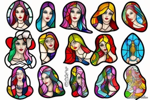Stained glass woman tattoo idea