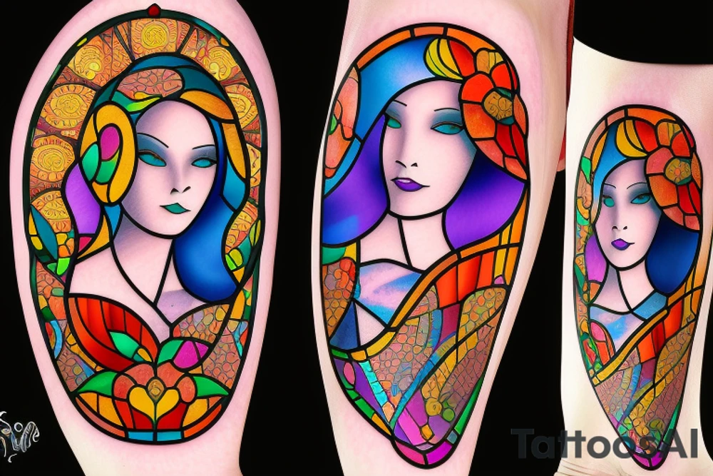 Stained glass woman tattoo idea