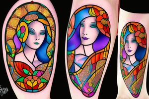 Stained glass woman tattoo idea