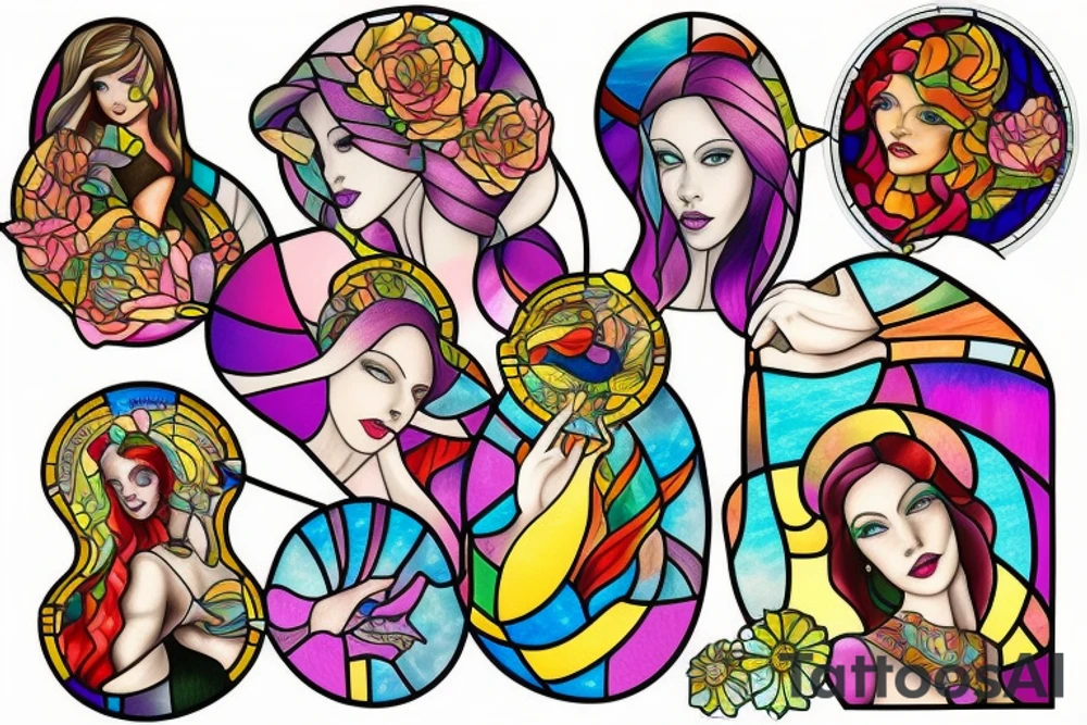 Stained glass woman tattoo idea