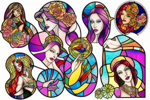 Stained glass woman tattoo idea