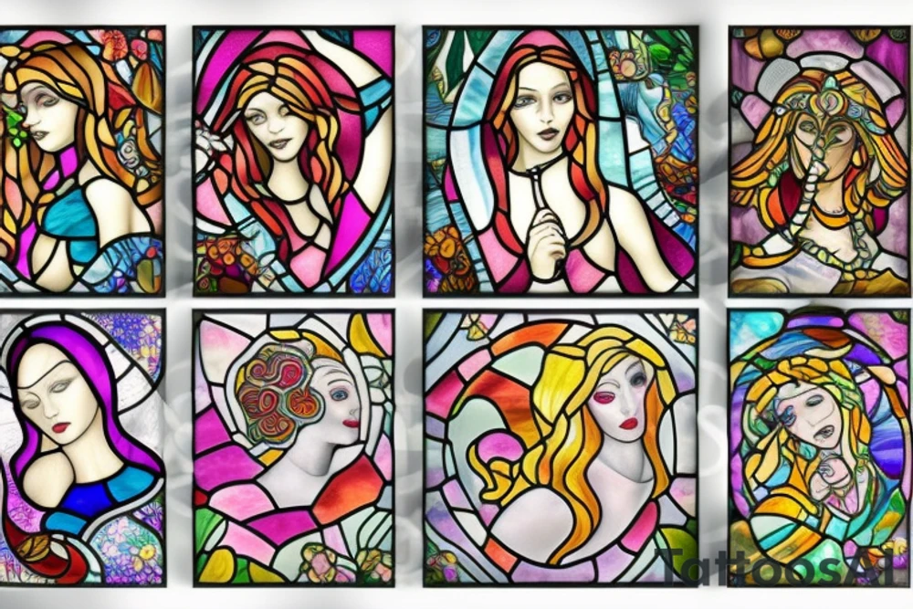 Stained glass woman tattoo idea