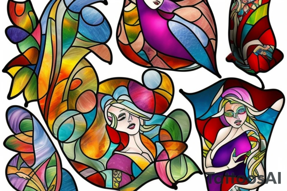 Stained glass woman tattoo idea