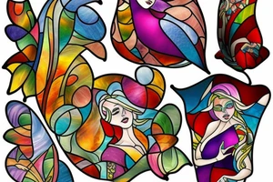 Stained glass woman tattoo idea