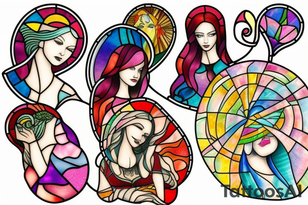 Stained glass woman tattoo idea