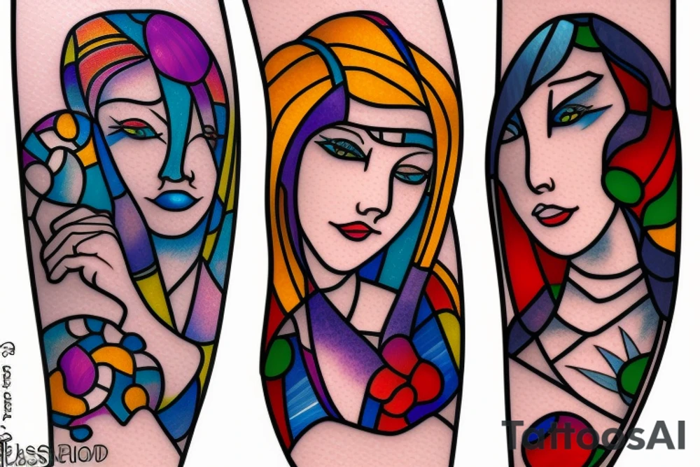 Stained glass woman tattoo idea