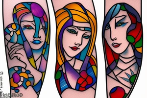 Stained glass woman tattoo idea