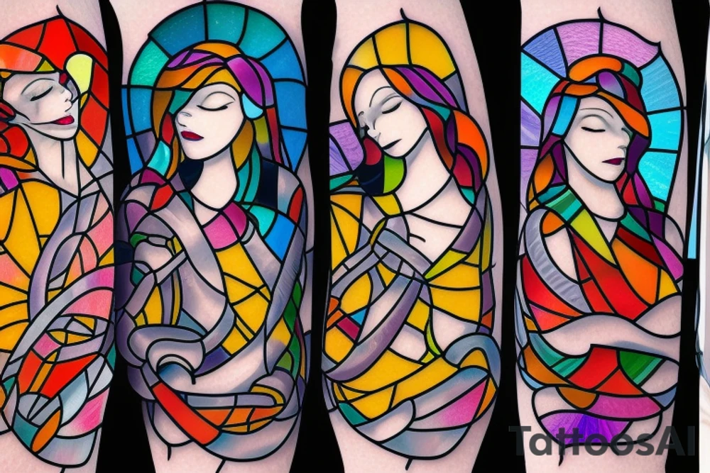 Stained glass woman tattoo idea