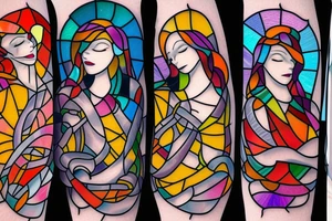 Stained glass woman tattoo idea