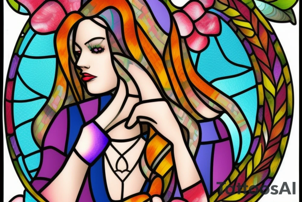 Stained glass woman tattoo idea