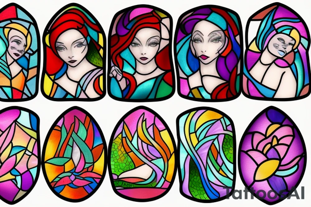 Stained glass woman tattoo idea