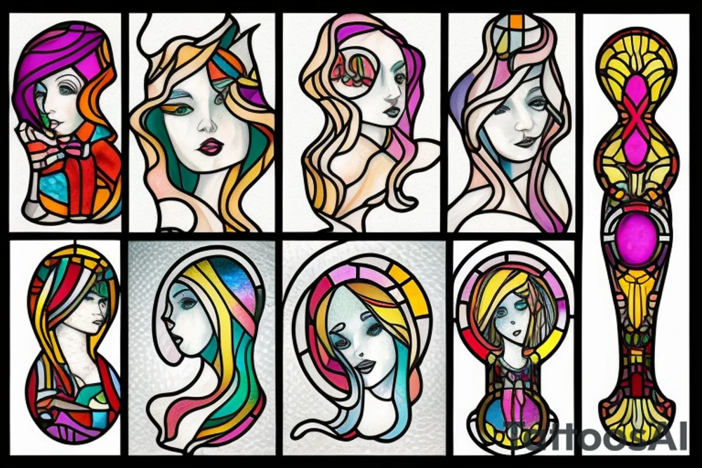 Stained glass woman tattoo idea