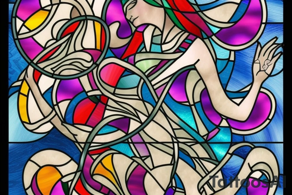 Stained glass woman tattoo idea