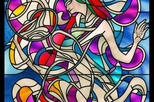 Stained glass woman tattoo idea