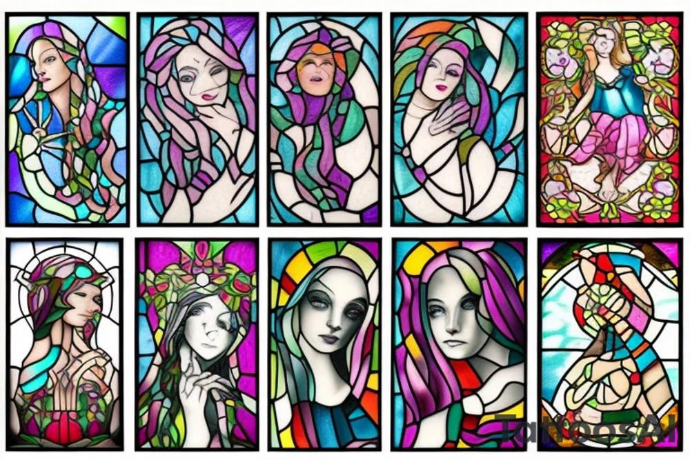 Stained glass woman tattoo idea