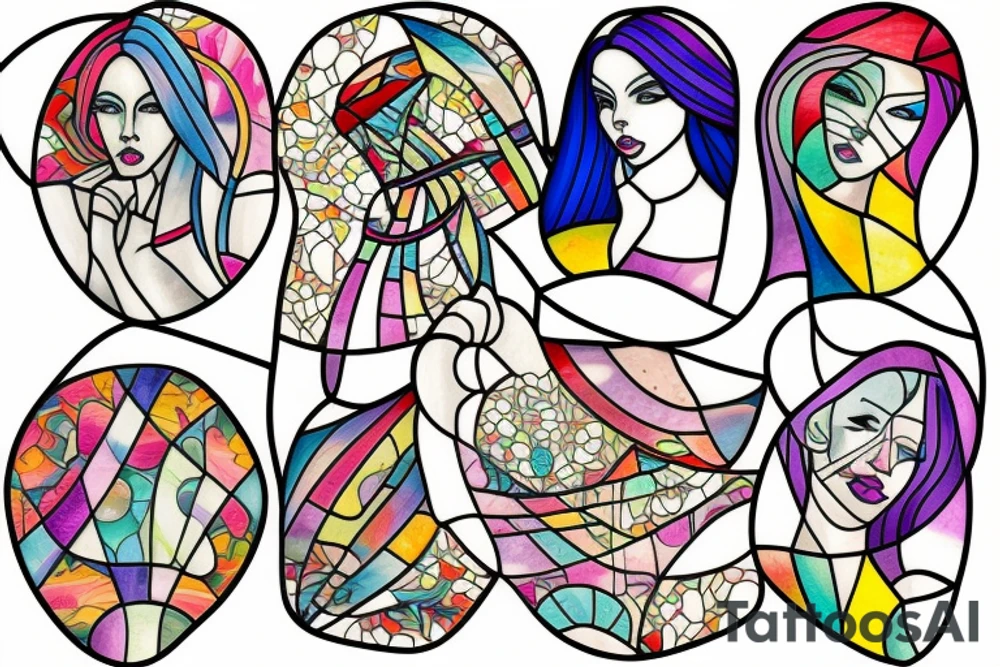 Stained glass woman tattoo idea