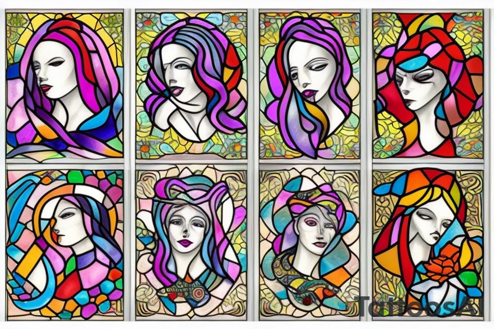 Stained glass woman tattoo idea