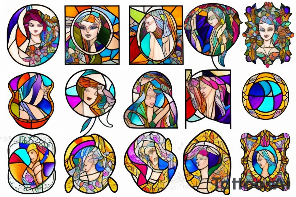 Stained glass woman tattoo idea